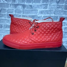 Del Toro Quilted Alto Chukka Red Nappa Leather Sneaker Shoe 312 Mens Size 13