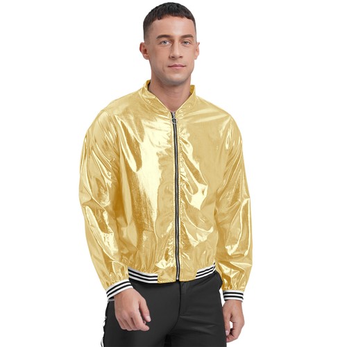 Men Jacket Adult Coat Glitter Outerwear Party Costume Vintage Cardigan Metallic - Picture 19 of 59
