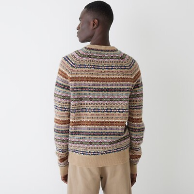 J. CREW Men's Fair Isle Lambswool Blend Crewneck Sweater