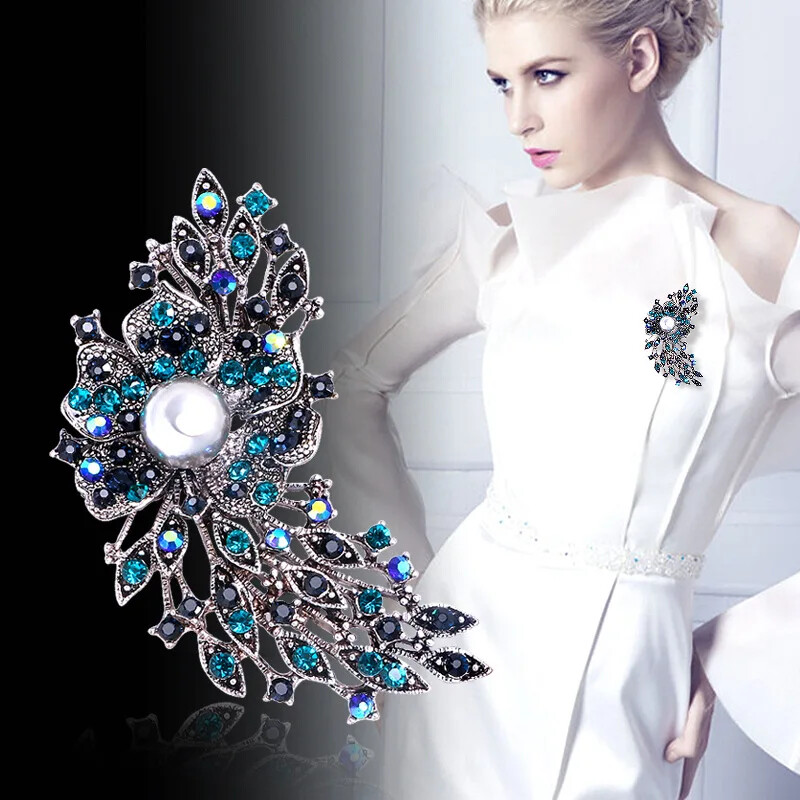 Fashion Vintage Colorful Rhinestone Brooch Personalized Clothing Accessories