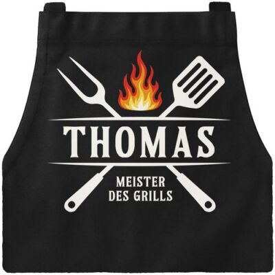 Grillschürze für Männer mit Name und Spruch personalisiert Meister des Grills