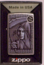 New Windproof Flame ZIPPO USA LIGHTER 45151 Grim Reaper Woman Street Chrome Case