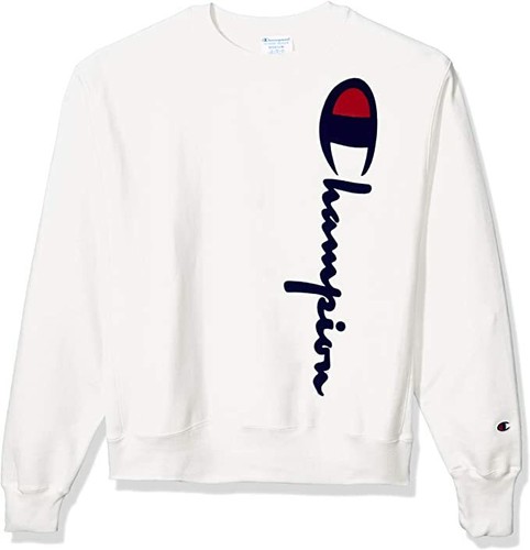 Reverse Weave White Crew Sweatshirt 