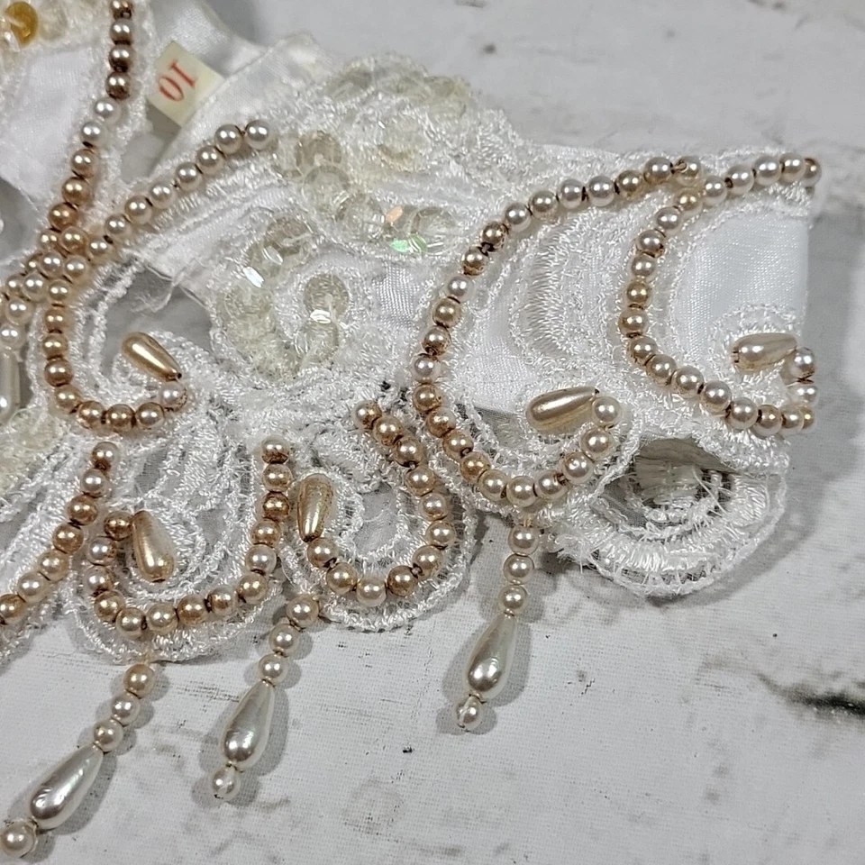 Gargantilla de boda vintage con cuentas cuello nupcial con lentejuelas MCM talla 10 defecto  Foto 2 de 4
