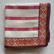 Vintage Handkerchief Fabric Woven Striped Geometric Pink Red Pocket Square 18"
