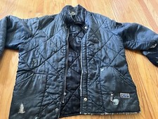 Vintage BIG SMITH diamond quilt DISTRESSED Chore coat large USED Trucker blue L