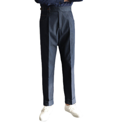 Men Suit Pants Straight Leg Slim Fit Dress Trousers Smart Casual Business Formal
