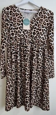 Mama:licious Leopard Maternity Dress Knee Length Organic Cotton Size S Small New