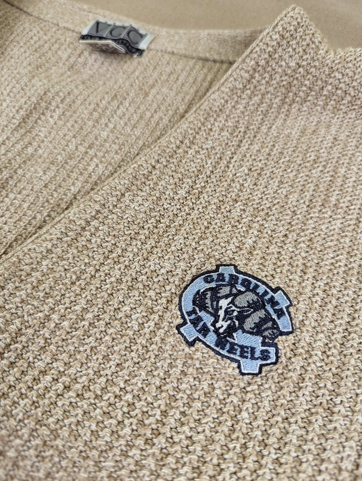 Antigo Colete Suéter Masculino Vantage Club Collection UNC Salto em Alcatrão G Bege Marrom Excelente Estado Usado - Imagem 3 de 4