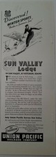 1937 Sun Valley Ketchum Idaho Lodge Union Pacific Railroad ski resort ad