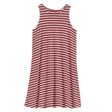 Old Navy Jersey Knit Swing Dress Size XS Striped Brown White Trapeze 675269