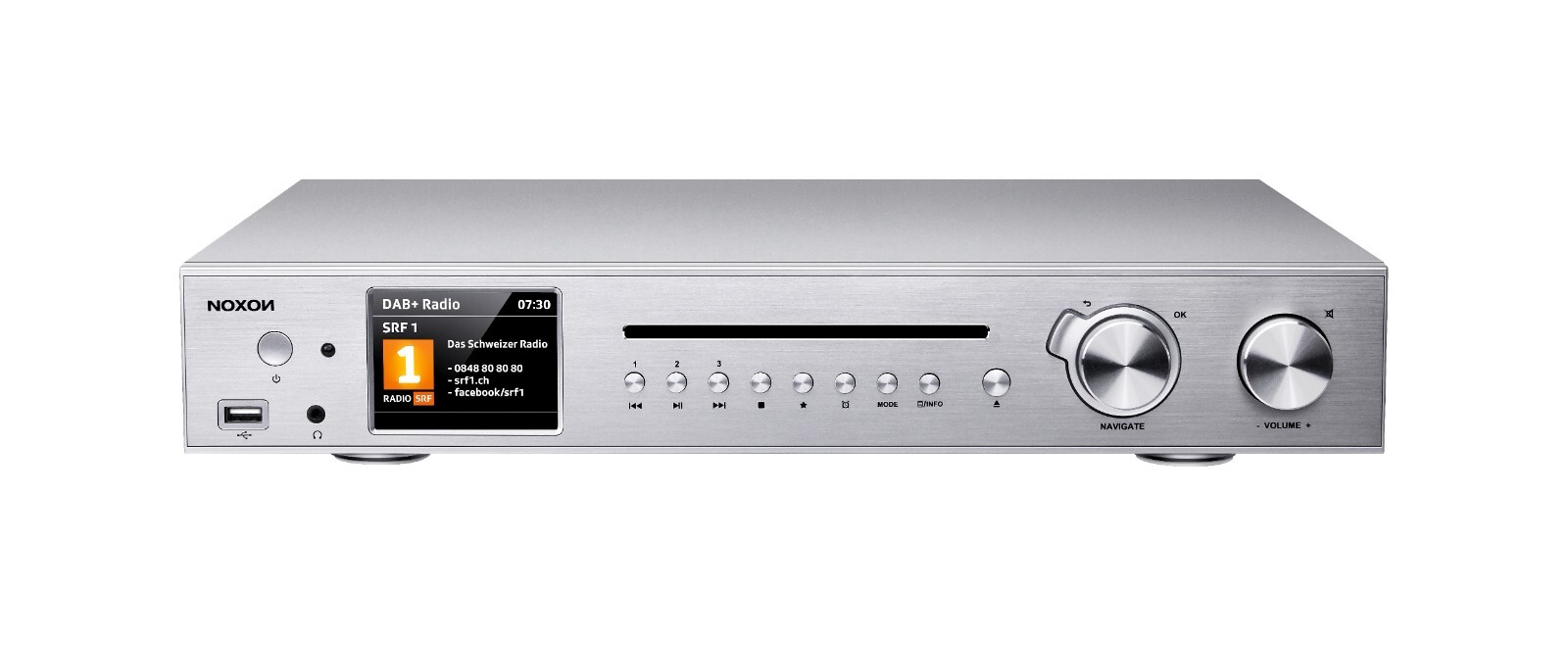 Noxon A571 Silver CD Internet Radio – DAB+ FM Spotify Bluetooth Wi-Fi