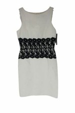  99 David Meister Women's White Sleeveless Round Neck Lace Sheath Dress Size 8