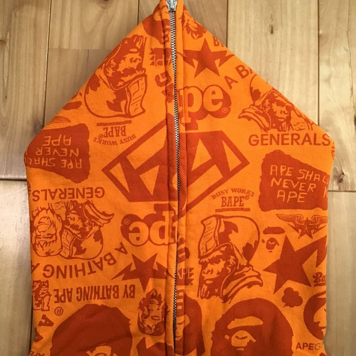BAPE MIX logo full zip hoodie orange a bathing ape NIGO Size