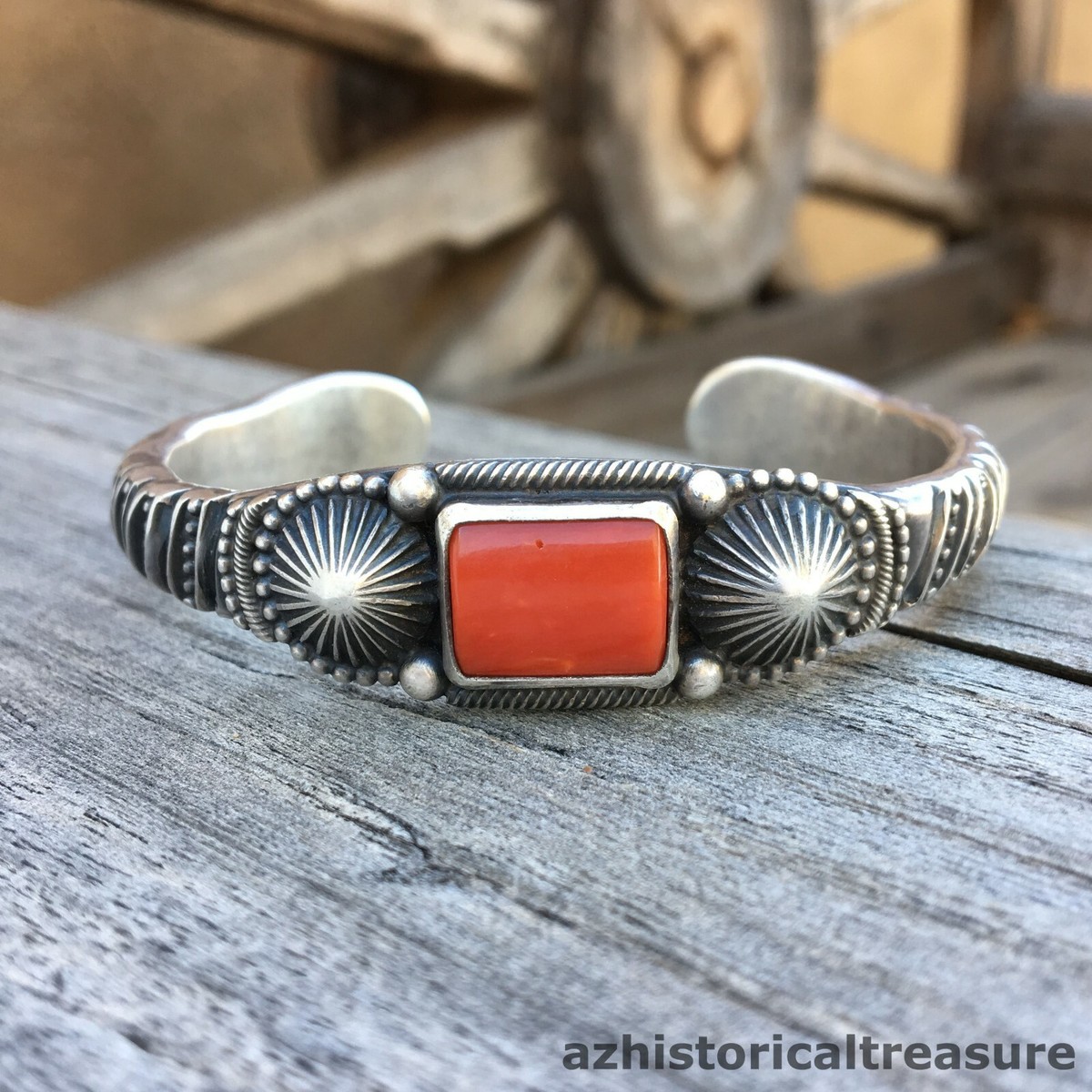 JOHN BEGAY JR - NAVAJO HEAVY GAUGE STERLING SILVER & RED CORAL