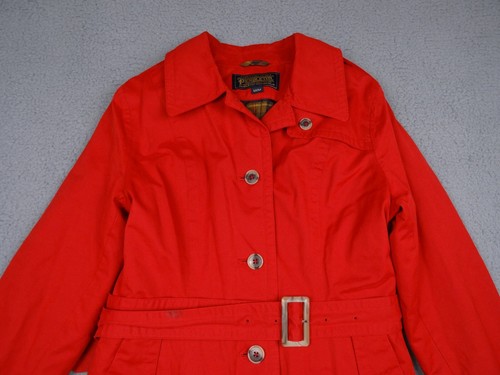 Pendleton Womens Jacket Size Medium Red Critically Seam Sealed Trench Coat - Picture 3 of 20