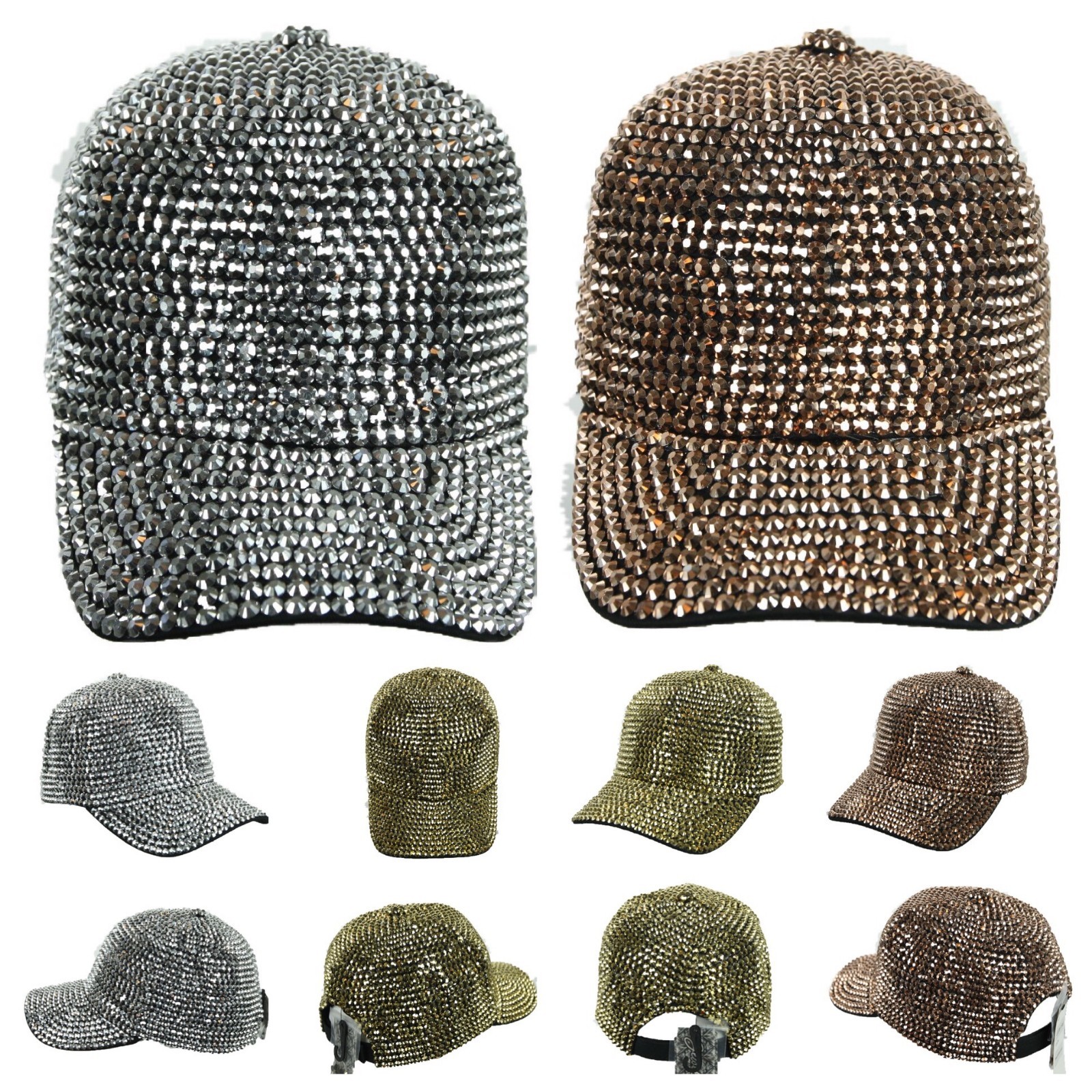 Rhinestone Studded Bling Baseball Cap Fashion Cotton Hat for Women-image