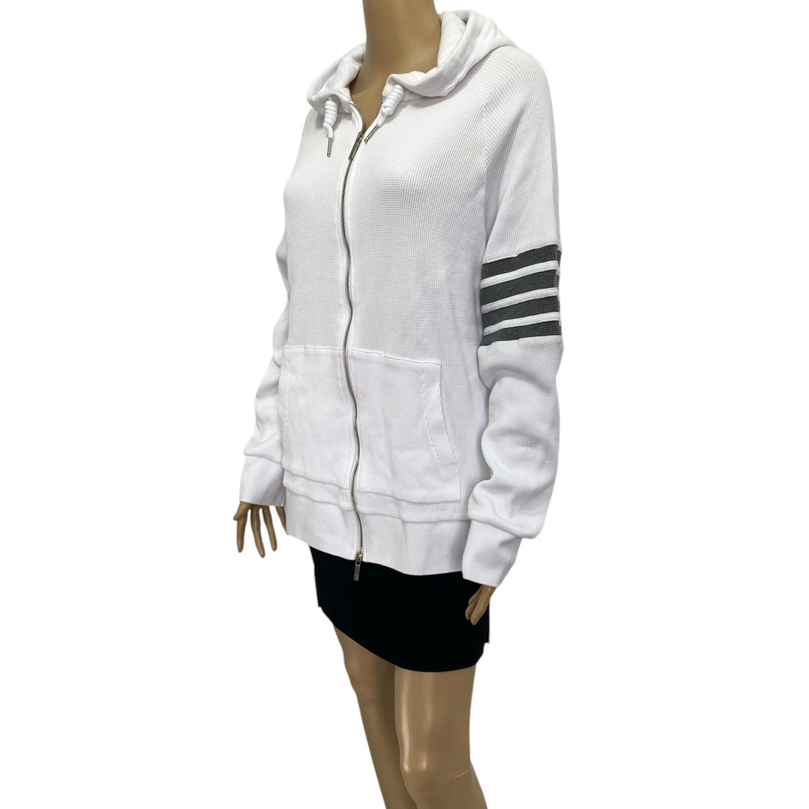 Giacca con cappuccio THOM BROWNE bianca maniche raglan