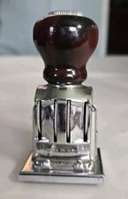 VINTAGE DEFIANCE Wood Handle Chrome 1 DATE STAMPER w/Ink Plate  ACCOUNTING  