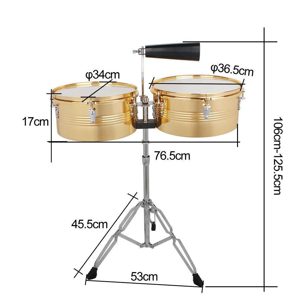 Professional Timbales 13" & 14" Drum Set Latin Percussion + Stand Cowbell
