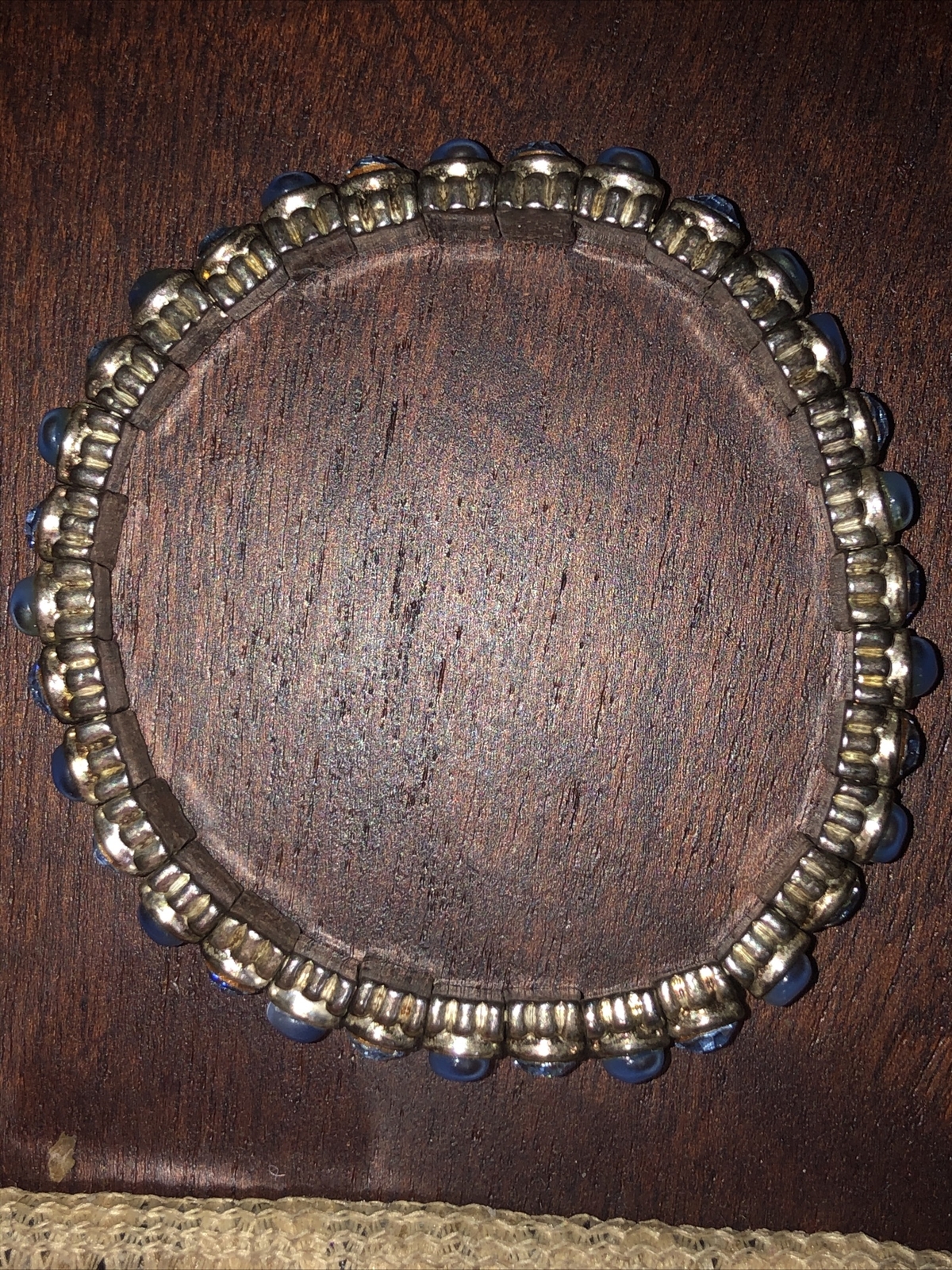 Square Beaded Bracelet Solid Heavy Blue And Silve… - image 2