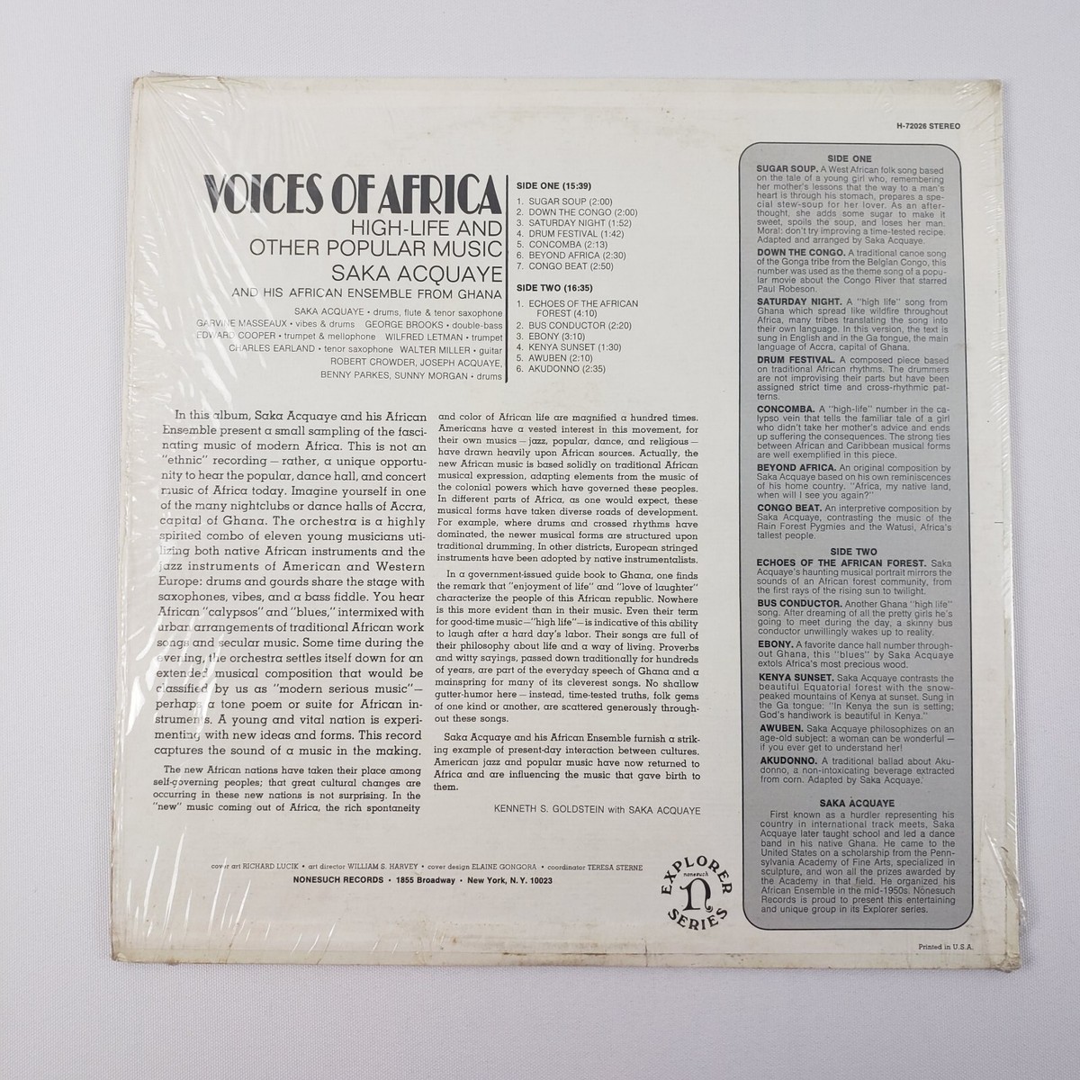 Saka Acquaye Voices of Africa High Life LP USA 1969 Ghana Nonesuch