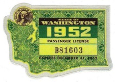 1952 Washington Registration Windshield Sticker Decal Tabtag Passengercar -new