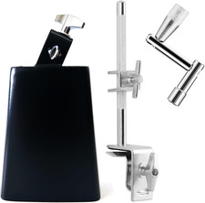 6 Inch Cowbell and Cowbell Clamp, Cowbell Holder Percussion Accessory, Adjustabl