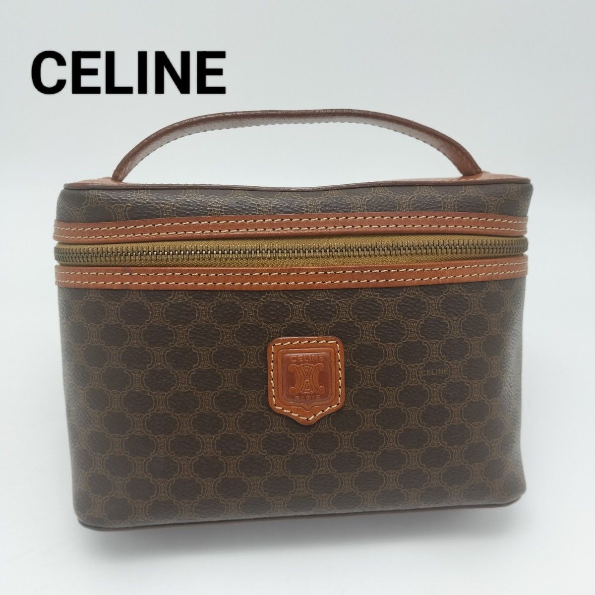 CELINE Macadam Pattern Leather Vanity Handbag Vin… - image 1