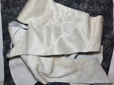 Cowhide Scrap Hair-on Cowhide Remnants Crafts 1 pound Off-White Medium Lot 2