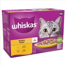 Whiskas 11+ Poultry Feasts Senior Wet Cat Food Pouches in Jelly 12 x 85g 13.18 per kilo