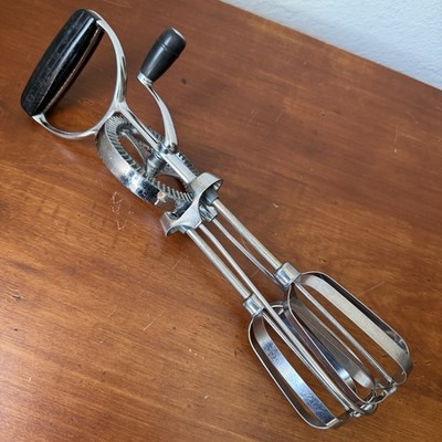 Vintage Ecko Best Hand Held Mixer Rotary Beater Black Handle Stainless Steel