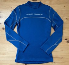 Under Armour Boys YSM Cold Gear Crew Neck Fitted Blue Top 13.5"x20"