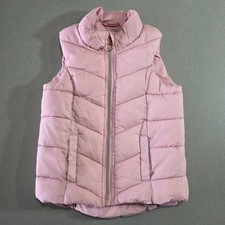 H M Girls Pink Puffer Vest Quilted Zip Up Waistcoat Size 6X/7