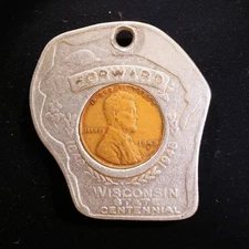 Odd-Shaped Encased 1948-d Lincoln Cent - Wisconsin State Centennial, 1948