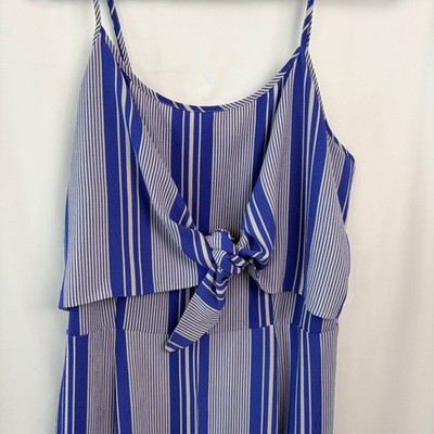 Sandy & Sid Striped Wide Leg Jumpsuit XL Blue White Excellent