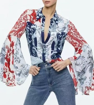 Women's Alice + Olivia Silk Floral Long Sleeve Blouse Top