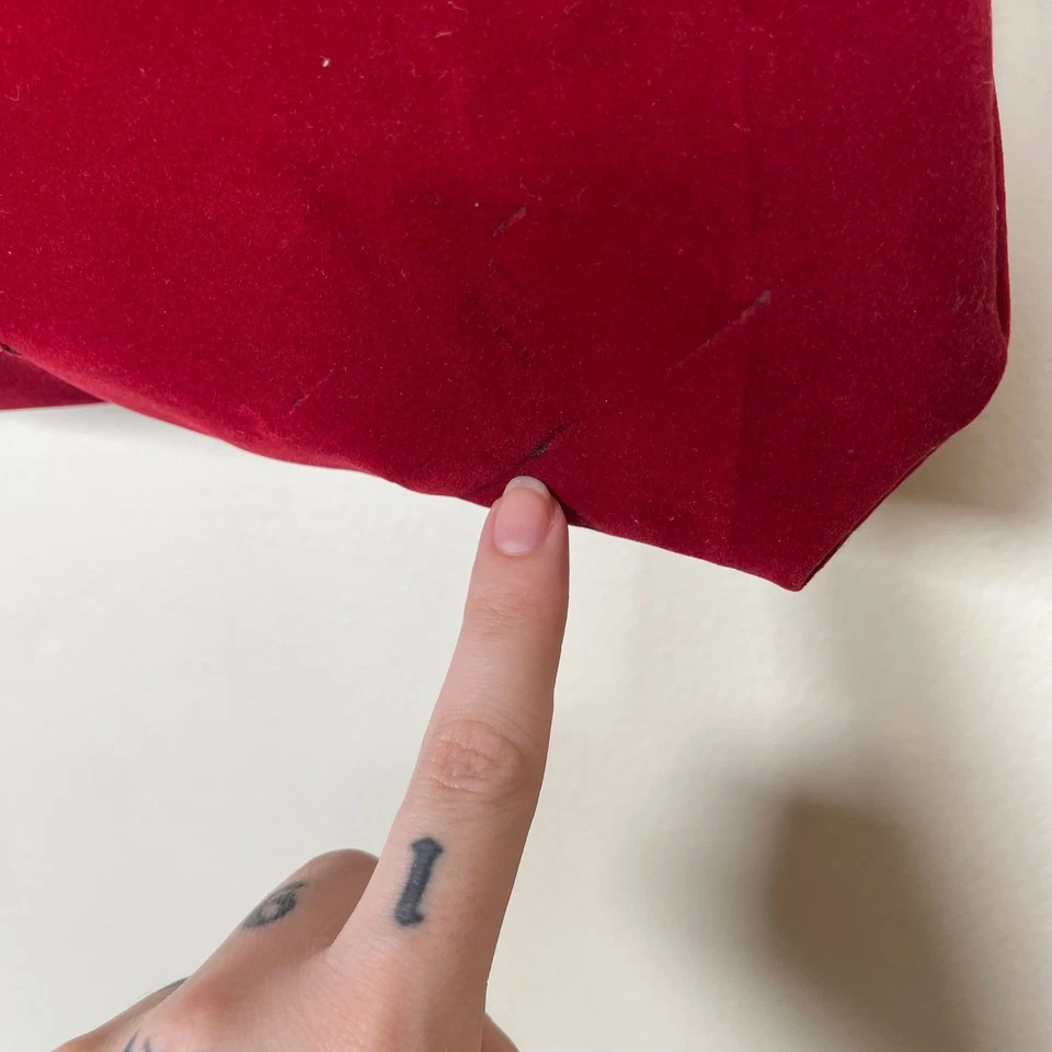 Bolso de Mano Bordado Arco Iris Terciopelo Rojo Años 60 70 Cartera Asas Lucite Groovy De Colección Foto 4 de 4