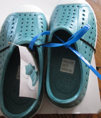 Lily And Dan Aqua With Slip On Shoes Easy To Clean Vinyl Size 7/8 NWT