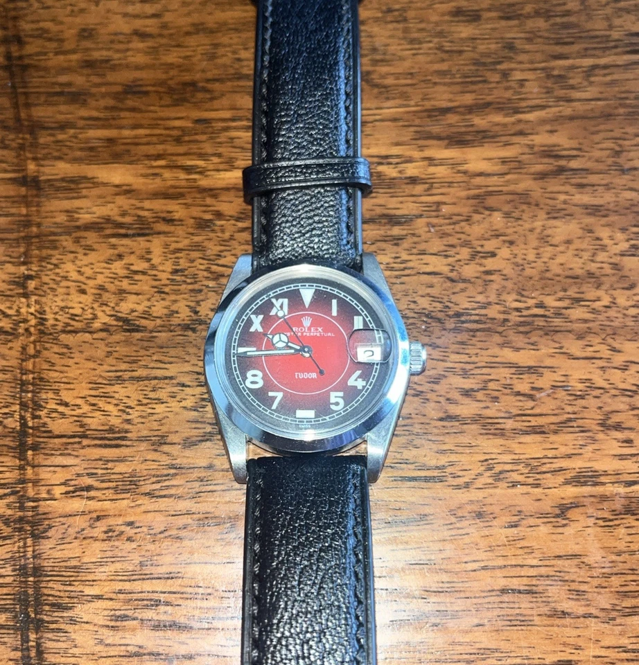 1960's ROLEX TUDOR OYSTER  PERPETUAL AUTOMATIC STEEL SUNBURST CALIFORNIA DIAL