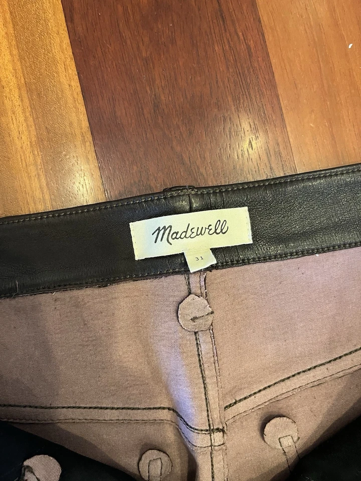 Pantalón Madewell $498 The '90s recto tiro medio cuero café oscuro talla 28 NS287 Foto 3 de 4