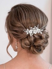 Flower Bridal Hair Comb Wedding Hair Clip Rhinestone Hair Accessories for Bri...