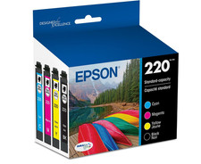 Epson 220 4pk Combo Ink Cartridges - Black/Cyan/Magenta/Yellow Choose Exp Date 