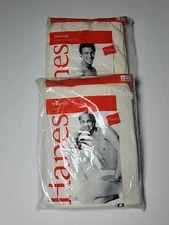 New Vintage 2005 Hanes White/Cream THERMAL CREW NECK TOP & PANTS SET Size XL NOS