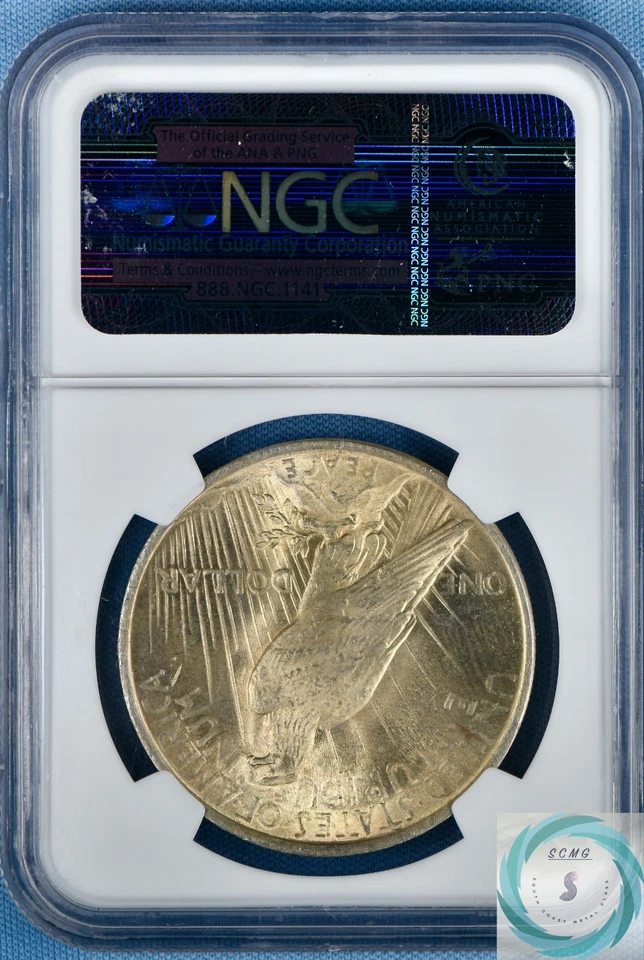 1923 Peace Dollar NGC MS 65+ w/CAC - Brilliant Amber Gold - Image 3 of 4