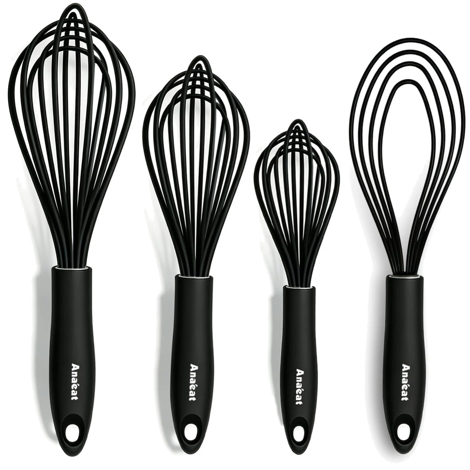 Silicone Egg Whisk Set - Dishwasher Safe - Black Finish