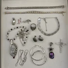 Vtg 925 Sterling Silver Jewelry Lot 13 Pc Ring Bracelet Necklace Earring Charm