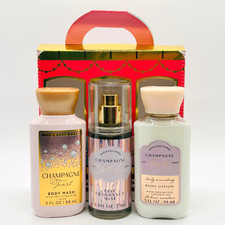 Bath  Body Works CHAMPAGNE TOAST Body Wash Lotion Fragrance Mist Mini Gift Set