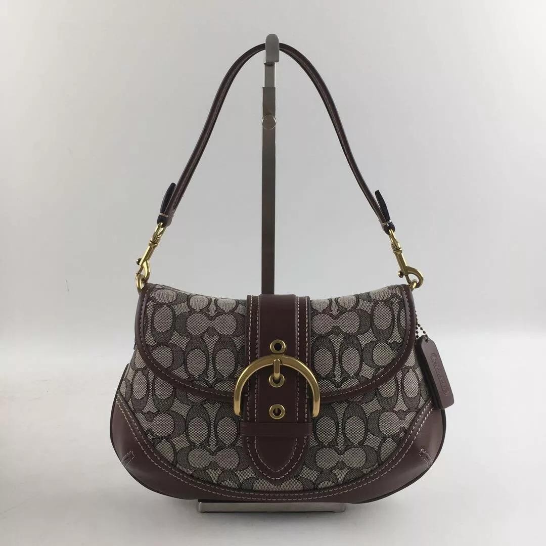COACH CJ814 Soho Bag Signature Jacquard Maple Brown Shoulder