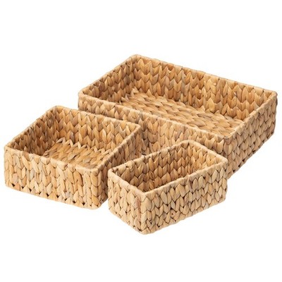 FairyHaus Wicker Storage Baskets for Organizing - 3 Pack, Large & Small Bins
